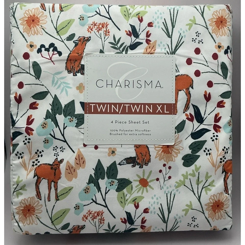 Charisma Sheet Set Twin/Twin XL Wild Woods Fox Deer Woodland Nature Bedding NEW